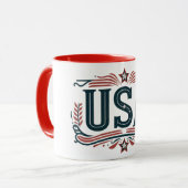 Patriotisch, Vintag USA Tasse (Vorderseite Links)