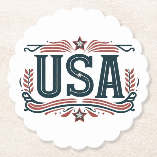 Patriotisch, Vintag USA Untersetzer (Vorderseite)