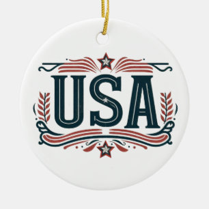Patriotisch, vintage USA  Keramik Ornament