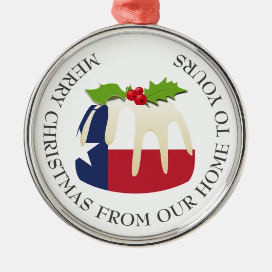 Patriotisch | Weihnachts-Pudding mit | TEXAS FLAG Ornament Aus Metall (Vorne)