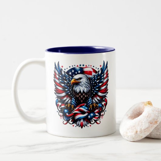 Patriotisch Zweifarbige Tasse (Mit Donut)