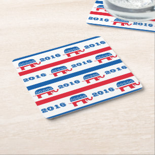 Patriotische 2016 republikanische Elefant-Streifen Rechteckiger Pappuntersetzer