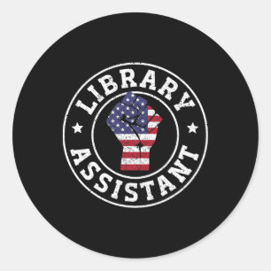 Patriotische 4. Juli Bibliothek Sofort Runder Aufkleber
