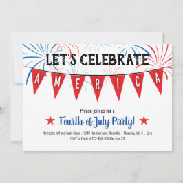 Patriotische 4. Juli Party Einladung Flat Card