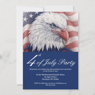 Patriotische 4. Juli Rot Weiß Blau Adler Party Einladung