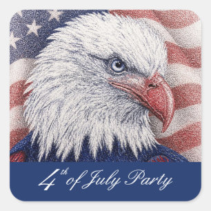 Patriotische 4. Juli Rot-Weiß-Blau-Adler-Party Quadratischer Aufkleber