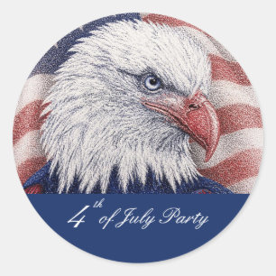 Patriotische 4. Juli Rot-Weiß-Blau-Adler-Party Runder Aufkleber