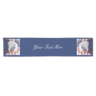 Patriotische 4. Juli-Rot-Weiß-Blau-USA-Adler-Party Kurzer Tischläufer