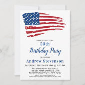 Patriotische 50. Geburtstagspartei Amerikanische F Einladung (Vorderseite)