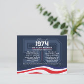 Patriotische 50-jährige High School Wiedersehen Postkarte (Stehend Vorderseite)