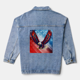 Patriotische Adlerflügel Amerikanische Flagge Jeansjacke