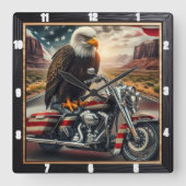 Patriotische Adlerwüste Quadratische Wanduhr (Vorderseite)