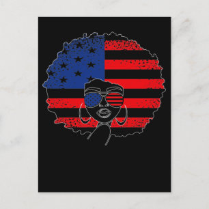 Patriotische Afrikanische Amerikanerin am 4. Juli Postkarte