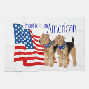 Patriotische Airedale Terrier Handtuch