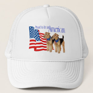 Patriotische Airedale Terrier Truckerkappe