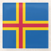 Patriotische Åland-Inseln-Flagge Glasuntersetzer (Vorderseite)