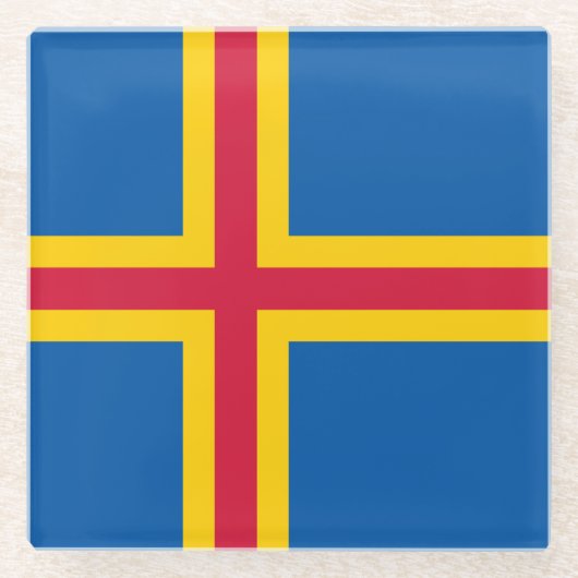 Patriotische Åland-Inseln-Flagge Glasuntersetzer (Vorderseite)