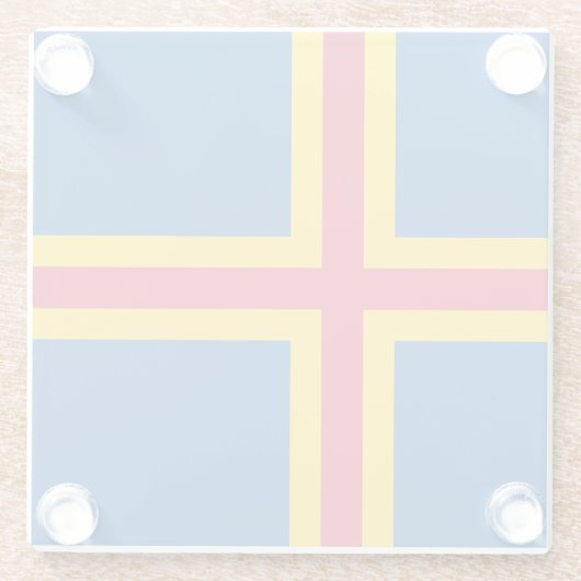 Patriotische Åland-Inseln-Flagge Glasuntersetzer (Rückseite)