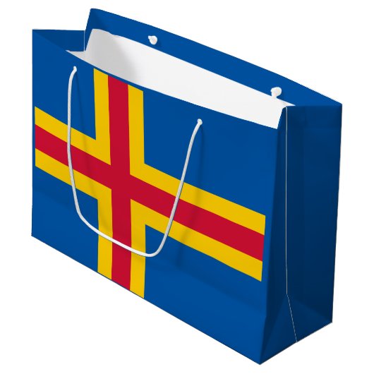 Patriotische Åland-Inseln-Flagge Große Geschenktüte (Vorderseite Schrägansicht)