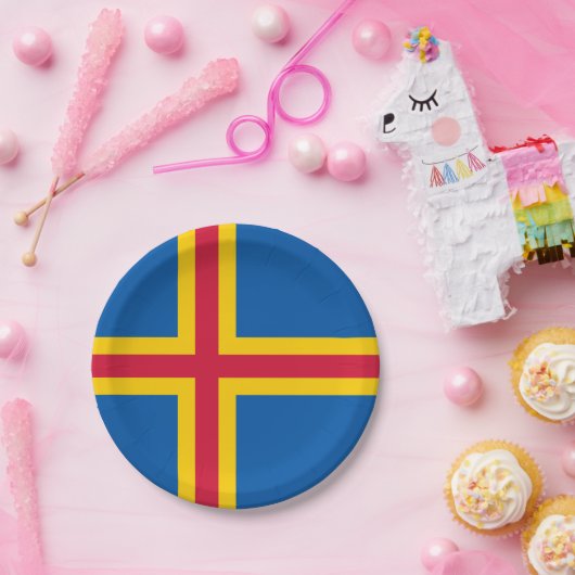 Patriotische Åland-Inseln-Flagge Pappteller (Party)