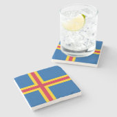 Patriotische Åland-Inseln-Flagge Steinuntersetzer (Seitenansicht)