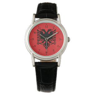 Patriotische albanische Flagge Armbanduhr
