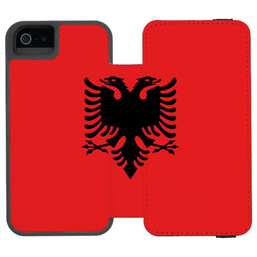 Patriotische albanische Flagge Incipio iPhone Geldbeutel-Hülle (Folio Geöffnet)