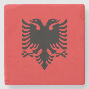 Patriotische albanische Flagge Steinuntersetzer