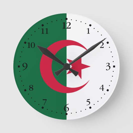 Patriotische algerische Flagge Runde Wanduhr (Vorderseite)