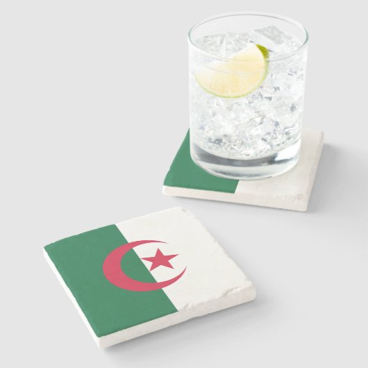 Patriotische algerische Flagge Steinuntersetzer (Seitenansicht)