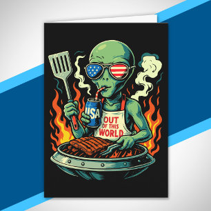 Patriotische Alien BBQ Grill Amerikanische Flagge Karte