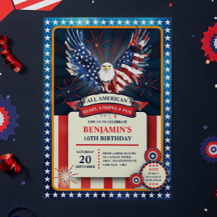 Patriotische All American Eagle Geburtstagsfeier Einladung
