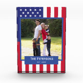 Patriotische American Flag Family Foto Block (Vorderseite)