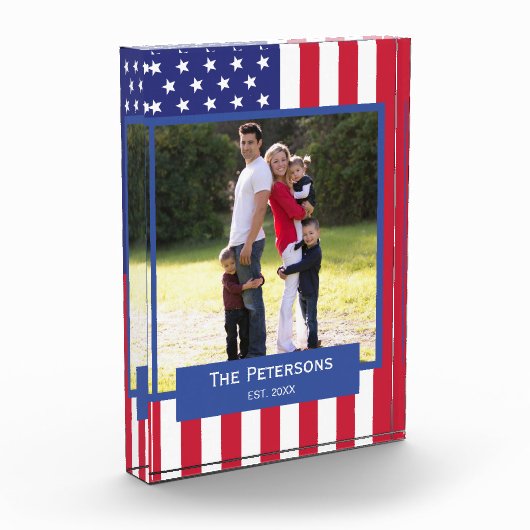 Patriotische American Flag Family Foto Block (Links)