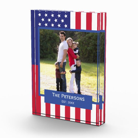 Patriotische American Flag Family Foto Block (Rechts)