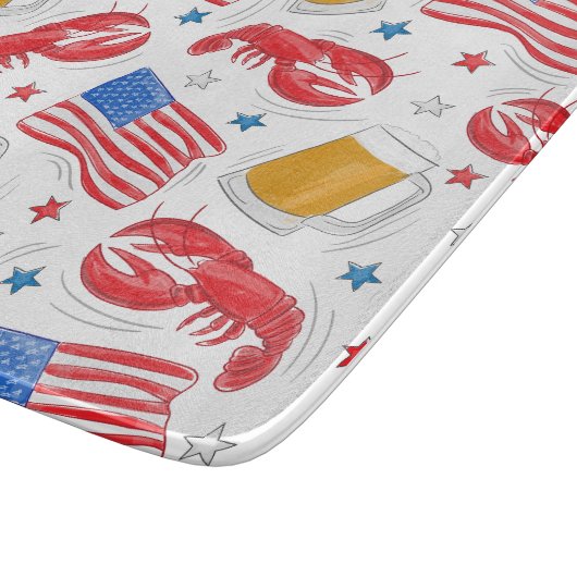 Patriotische American Flag Hummer Beer Star Schneidebrett (Ecke)