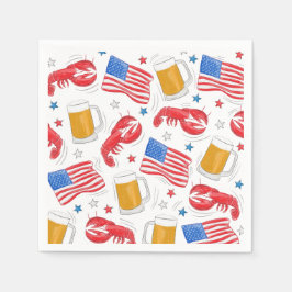 Patriotische American Flag Hummer Beer Star Serviette
