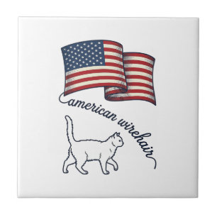 Patriotische American Wirehair Katze Vintage Desig Fliese