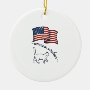 Patriotische American Wirehair Katze Vintage Desig Keramik Ornament