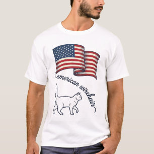Patriotische American Wirehair Katze Vintage-Desig T-Shirt