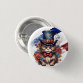 Patriotische Americana-Katze Button (Vorne & Hinten)