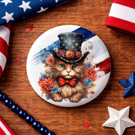 Patriotische Americana-Katze Button