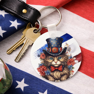 Patriotische Americana-Katze Schlüsselanhänger