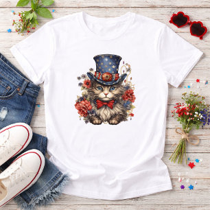 Patriotische Americana-Katze Tri-Blend Shirt