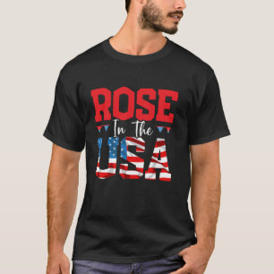 Patriotische Amerika-Rose in der US-Flagge 4. Juli T-Shirt