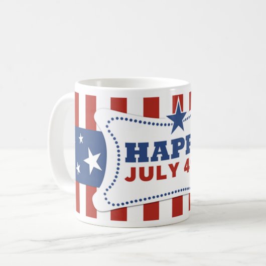 Patriotische Amerikanerin 4. Juli Unabhängigkeitst Kaffeetasse (Vorderseite Links)