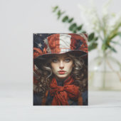 Patriotische Amerikanerin Postkarte (Stehend Vorderseite)