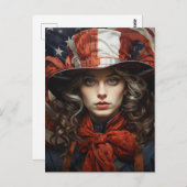 Patriotische Amerikanerin Postkarte (Vorne/Hinten)