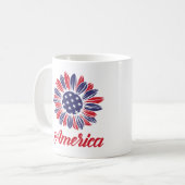 Patriotische Amerikanerin Sonnenblume Kaffeetasse (Vorderseite Links)