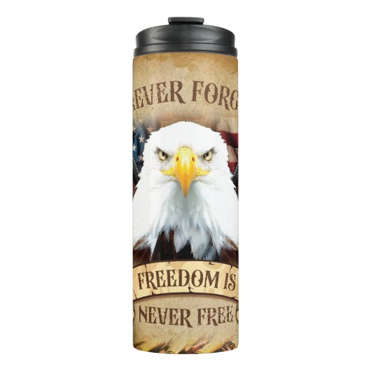 Patriotische Amerikanische Adlerillustration mit F Thermosbecher (Vorderseite)